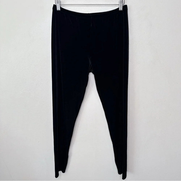 Eileen Fisher Womens Medium Velvet Pull On Stretch Legging In Black - Picture 2 of 13